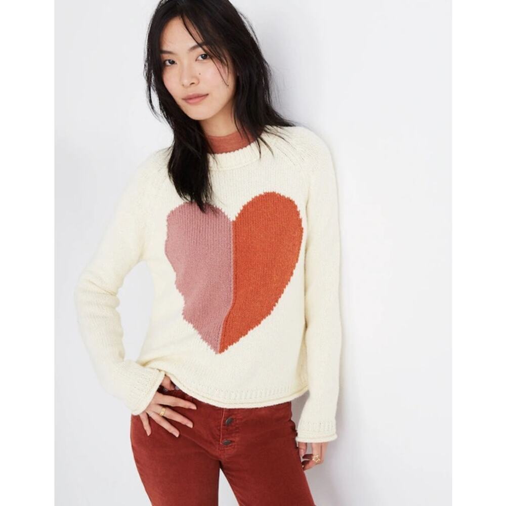 Madewell Heart Keaton Knit Pullover Coquette Romantic Soft Sweater Size XS - Picture 2 of 9